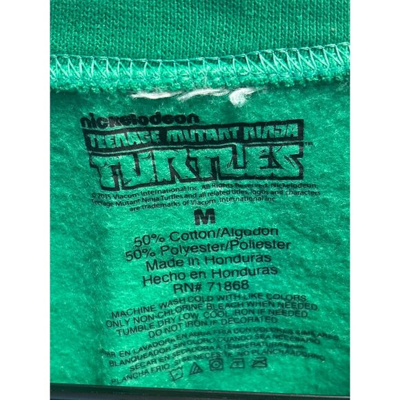 Teenage Mutant Ninja Turtles Green Holiday Sweatshirt M Nickelodeon 50% Cotton 5 - Picture 2 of 7